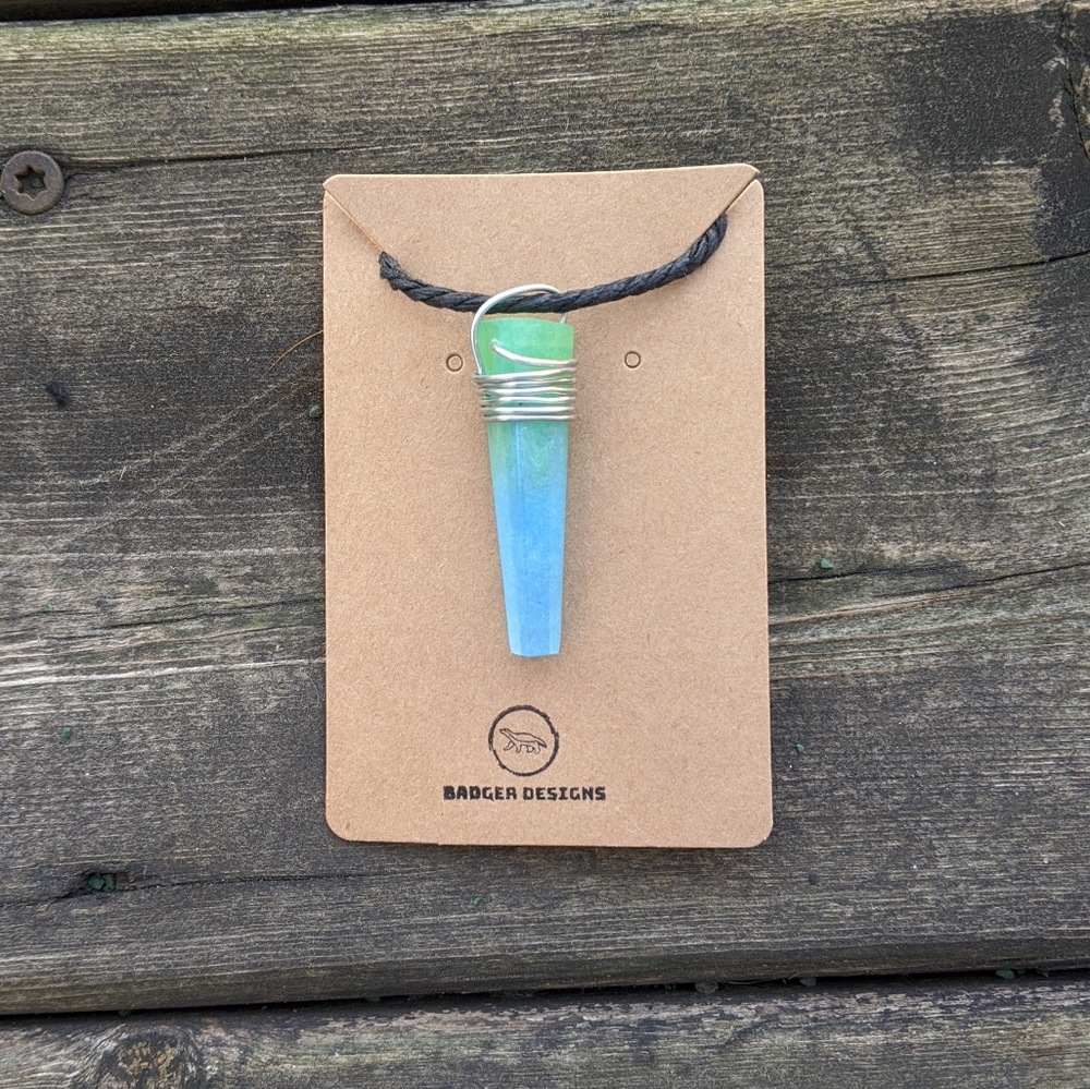 Handcrafted Blue Green Healing Crystal Necklace